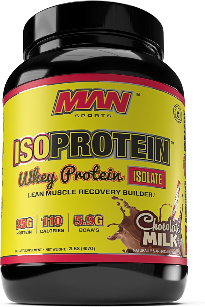 MAN Sports ISO-Protein 100% Pure Whey Protein Isolate Poudre, Chocolat Lait, 2 livres