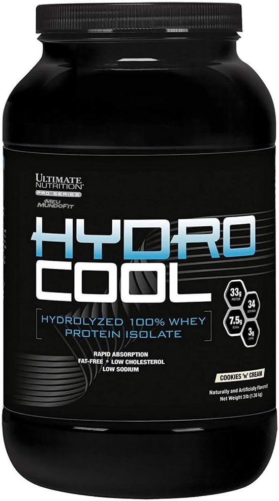 Ultimate Nutrition HydroCool Hydrolyzed Whey Protein Isolate Powder utan Bloating - Fett och Gluten Gratis, Snabb Absorption, 33 Gram Protein, Cookies & Cream, 3 pund