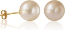 من طراز Freshwater Pearl Stud Earrings 14K Gold Plated Sterling Silver Round for Women Hypoallergen