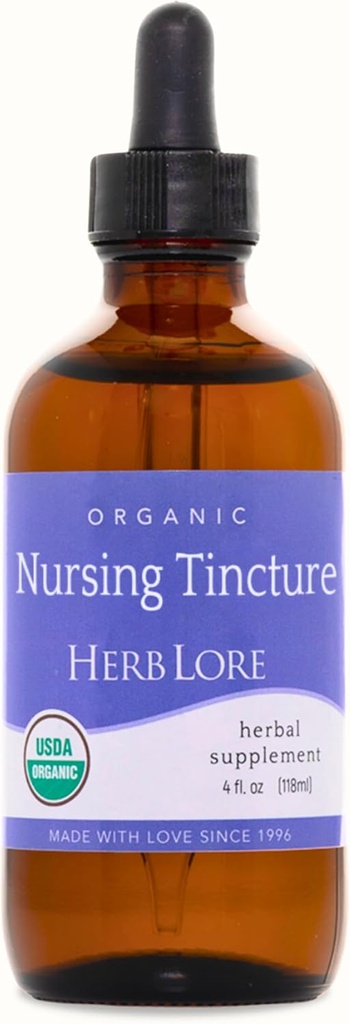 Herb Lore Organic Nursing Tinktúra - Folyékony laktáció támogatás cseppek, hogy növeljék a mell tejellátás Moringa és édeskömény - Görögszéna ingyenes szoptatás kiegészítés (4 fl oz)