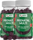 YUM-V'S YumVs Prenatal Gummies for Women - Prenatal Vitamins for Women with Folic Acid, Iron & Choline - Vegetarian & Kosher Pregnancy Vitamins - Womens Prenatal Multivitamin - 60 Count 2pk