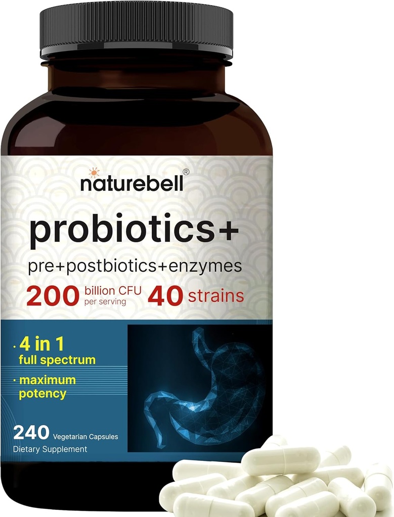 200亿 CMU – 40 Strains Pervice – 240 Veggie Capsules with Prebiotics and Probioluteive Health – Gut Health & Bloating Support – 男女日常Probiotics