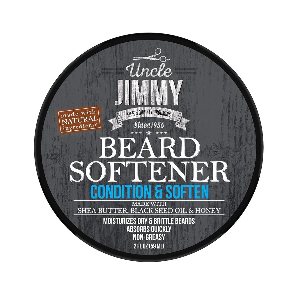 Osaba Jimmy Beard Softener, Gizonentzako Balm egokitua | Hydrates, Smooths, Shine eta Tames Flyaway Hair | Made With Shea Butter, Honey 2 Fl Oz