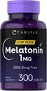 Carlile Melatonin 1 mg | 300 Low Dose Tables | Free January, Not-GMO, Glute free