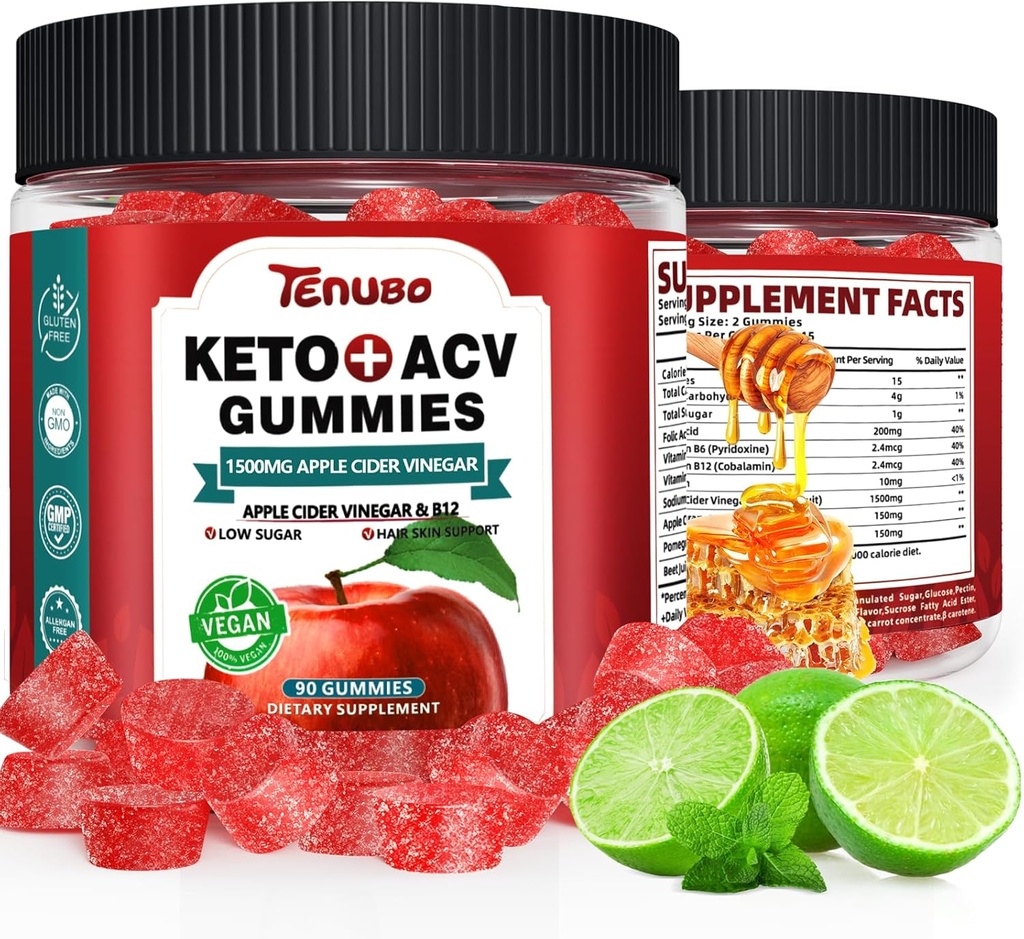 Comme Keto ACV Gummies Formel med 1500MG 180 Count Keto ACV Gummies, Keto Diet Supplement for Mænd - Lavt sukker & Gluten Free
