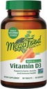 MegaFood Vitamina D3 1000 IU (25 mcg) - Integratori di vitamina D con cibo reale, supporto immunitario, Supporti ossa, denti e muscoli, vegetariano, senza glutine, non OGM, Kosher – 90 compresse, 90 Serve