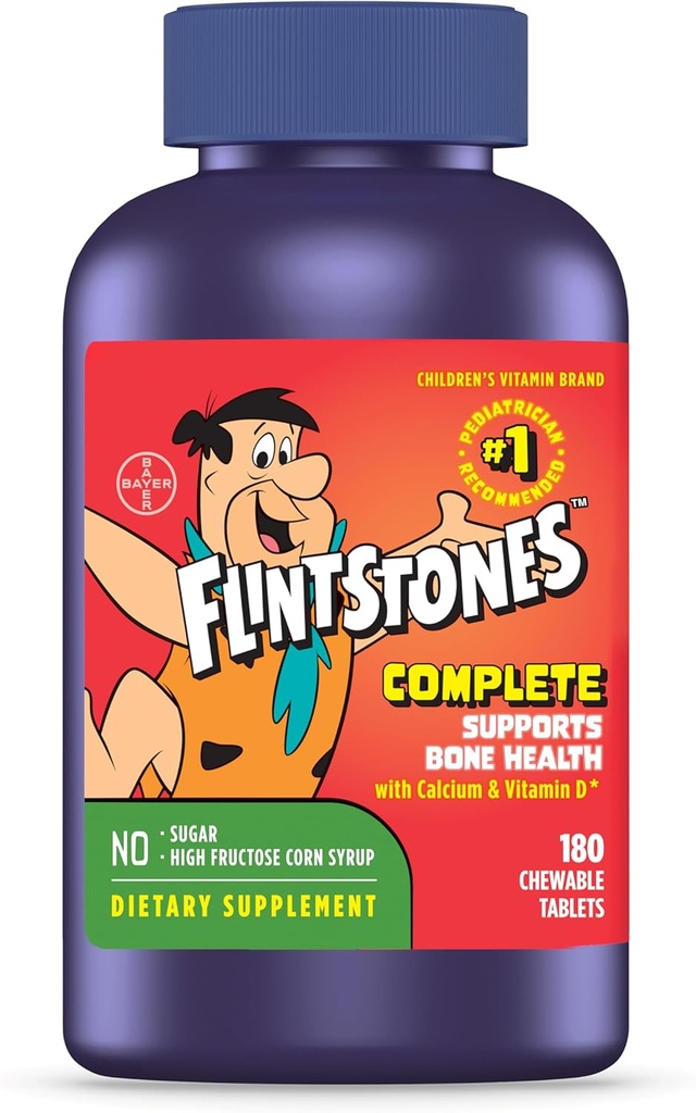 Flintstones Chewable Kids Vitamins, Complete Multivitamin for Kids and Toddlers with Iron, Calcium, Vitamin C, Vitamin D ' More, 180ct