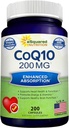 aSquared Nutrition CoQ10 (200 Cápsulas e 200mg) - Alta Absorção Vegan CO Q-10 Pó - Enzyme Ubiquinone Suplemento pílulas, Coenzima antioxidante extra Q10 Vitamina, Coq 10 Alernativo a Softgels