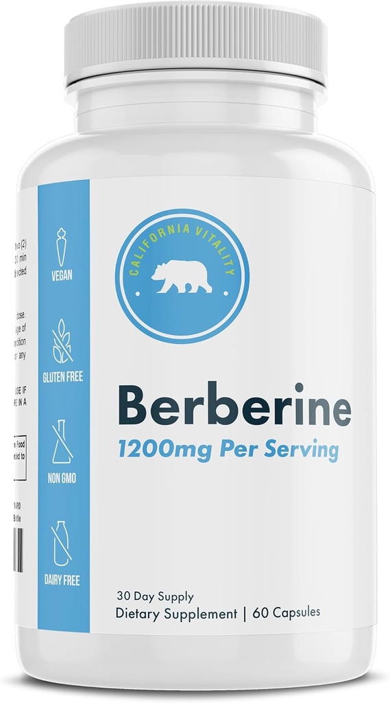 Berberine Supplement 1200mg - 60 Kapsułek wegetariańskich - Gluten Free, Non-GMO, Dairy Free - 30 Day Supply
