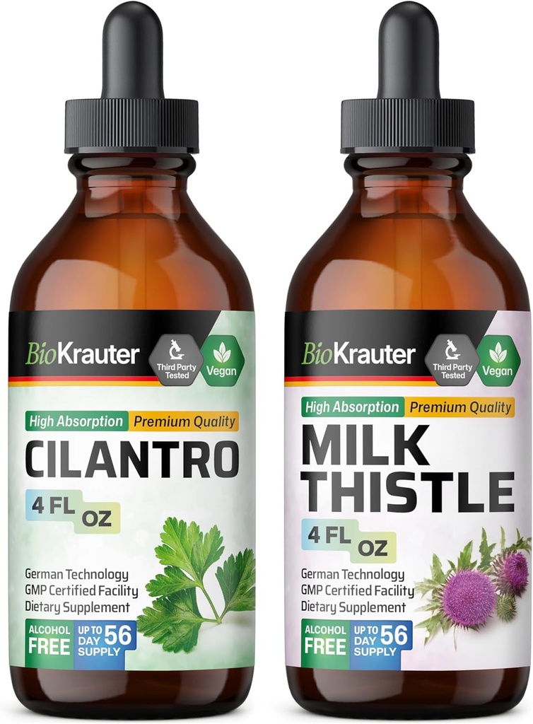 BIO KRAUTER Cilantro Tincture 4 Fl. Oz. " Milk Thistle Tincture 4 Fl. Oz.