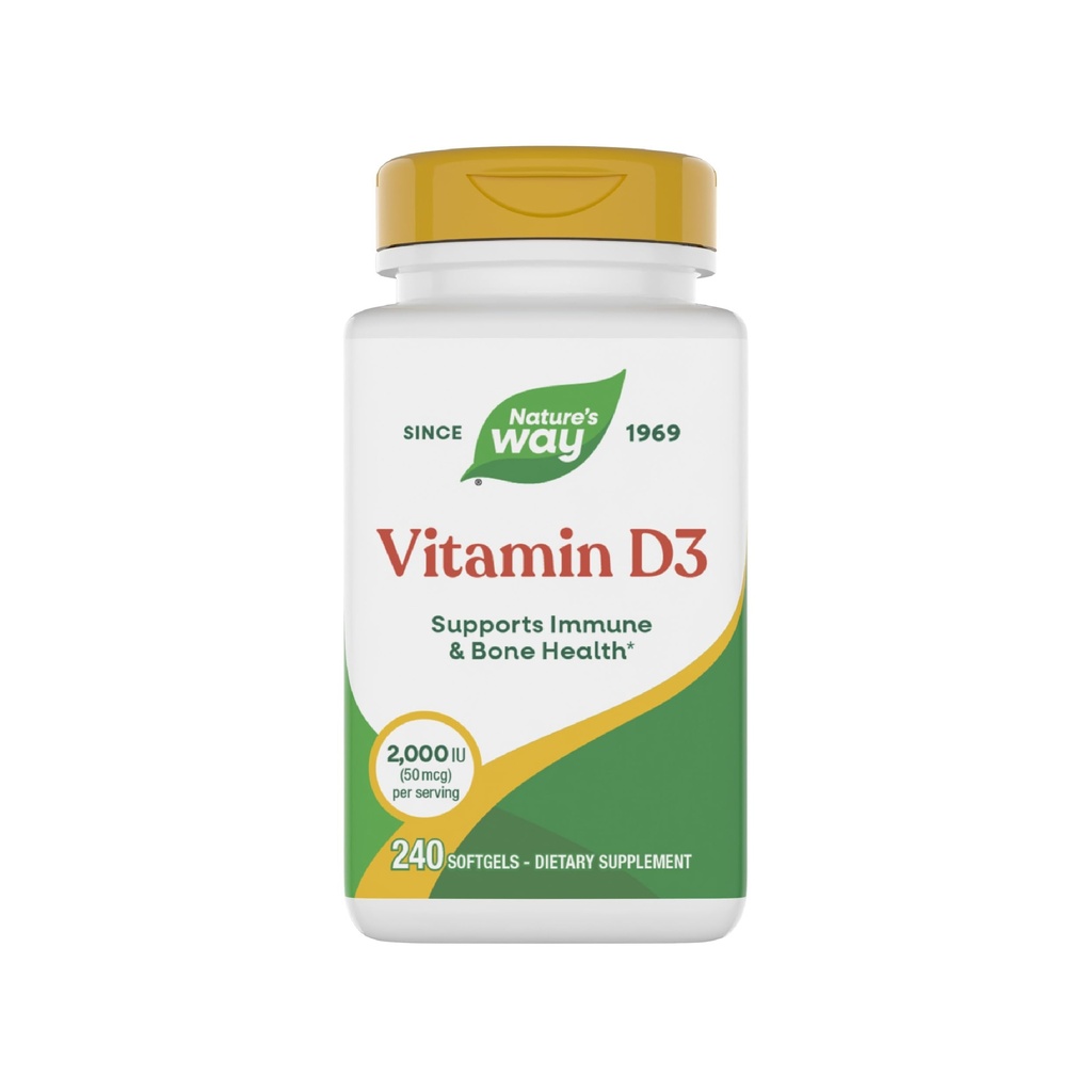 Nature's Way Vitamin D3, Supports Bone Health and Immune Function*, 2000 IU (50 mcg per Serving), 240 Softgels (Packaging May Vary)