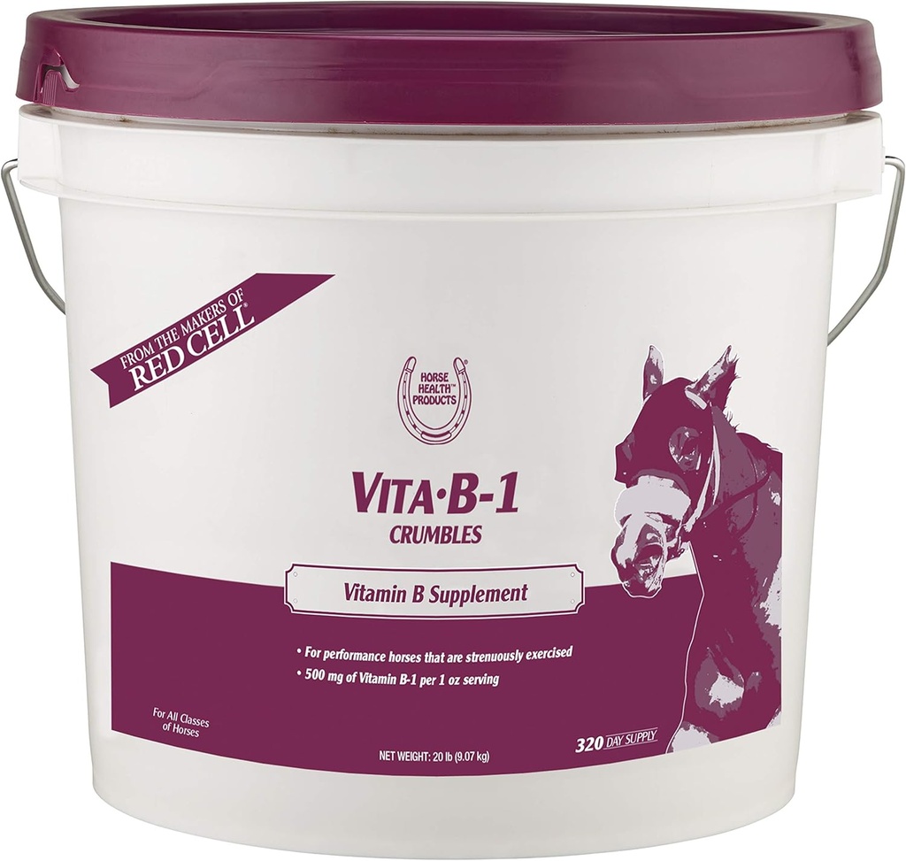 Farnam Horse Health Vita B-1 Crumbles Supplement for hester, støtter optimal muskel aktivitet og metabolisme for ytelse, 20 pund, 320 dagers forsyning