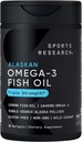 Sports Research Triple Strength Omega 3 Fish Oil - Turpless Fish Oil Addition w/EPA & DHA Fatty Acids from One-Source Wild Aляска Pollock - 1250 mg, 90 ct