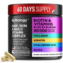 Biotin 10,000 mcg Supplement for Hair Growth with Collagen & Keratin for Hair Loss & Thinning Hair - Hair Skin and Nails Vitamins for Women & Men - Healthy Regrowth, Skin Glow & Nail Repair - 120 Caps