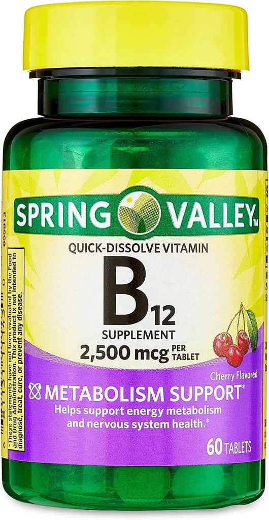 jogi Vitamin B12 Quick-Dissolve Tablets Dietary Supplement, 2,500 Mcg, Cherry Flavor,1 Tablet per Day 60 Count