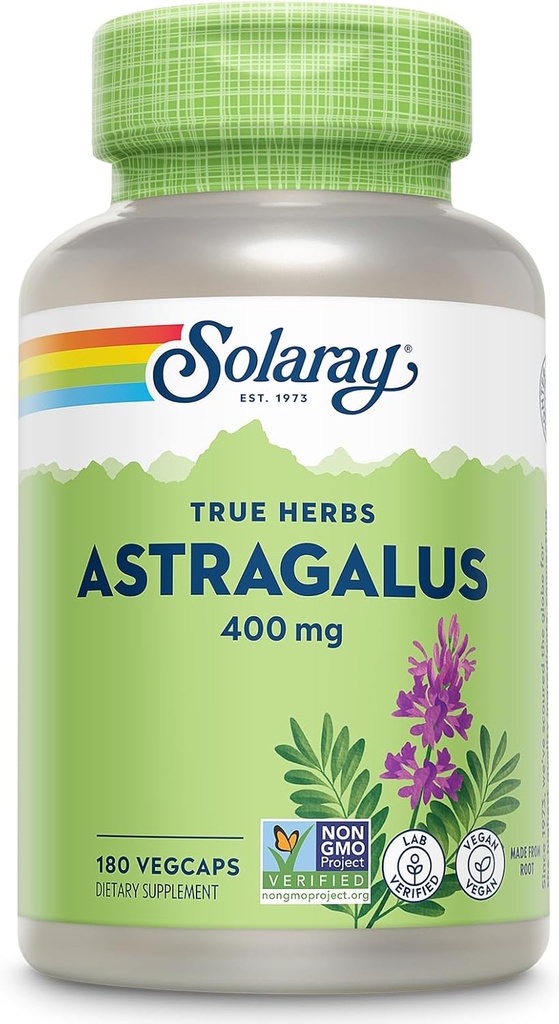 SOLARAY Astragalus Root 400mg - Traditionell Herbal Support - Non-GMO, Vegan & Lab Verified - 180 portioner, 180 VegCaps
