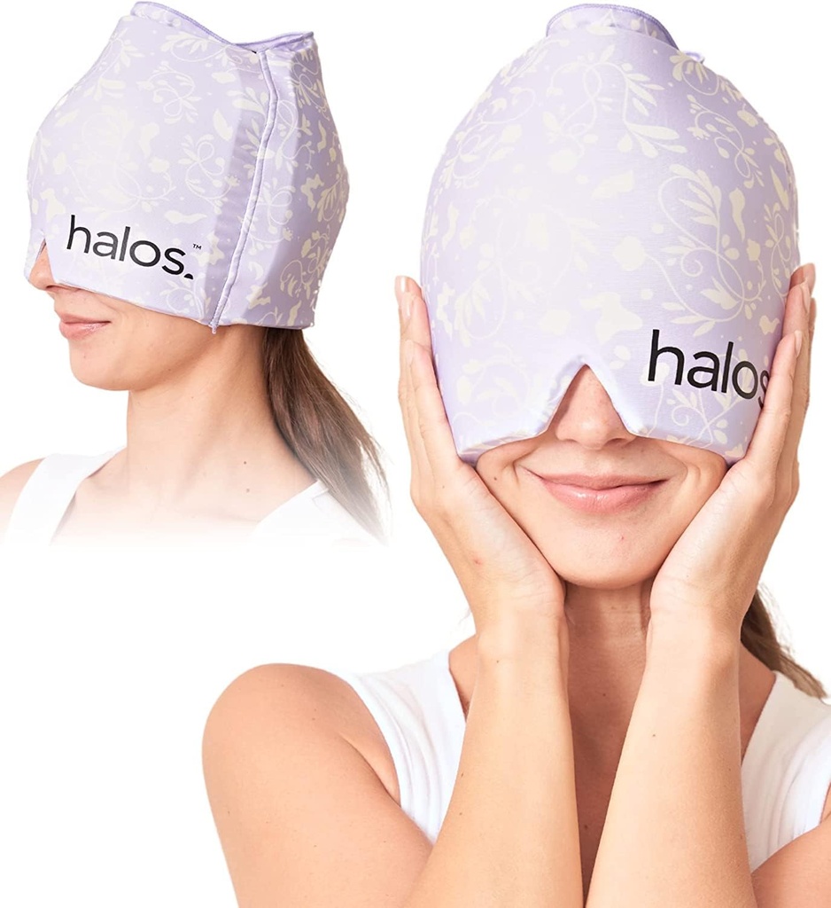 MyHalos® Migraine Relief Cap, 30% Thicker, 2X Več Hladilni Gel, Ostane hladnejši za daljšo, Obrazec fiting Ice Klobuk, Ice Pack Head Ovit Relief, Tension Glavobol Relief Cap (Violet)