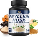 BMVINVOL Psyllium Husk Capsules Fiber Supplement with Fenugreek, Турмерик, Ginger, Чорний перець - Підтримка системи травлення, Інтенсивне здоров'я - 240 Count для 4 місяці постачання