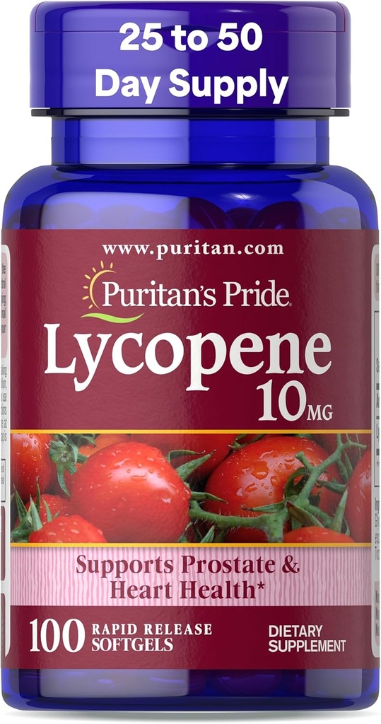 清教徒的荣耀 Premium Lycopene 10mg,前列腺、抗氧化剂、心脏健康和整体健康支助的饮食补充,100快速释放软胶
