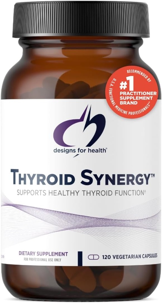 Designs for Health Thyroid Synergy - Thyroid Support Supplement met Jodium, American Ginseng, Selenium, Zink + Mangaan - Vegan Thyroid Vitaminen, Glutenvrij (120 Capsules)