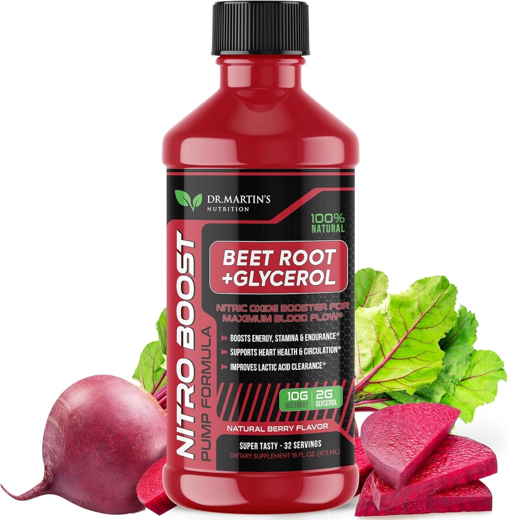 MARTIN's NUTRION NITROBEET 12,000mg Beet Root + Glycerol for blood flow, Pumps and Endurance + 支持心脏健康与流通 → 天然 Beetroot 补充 男女