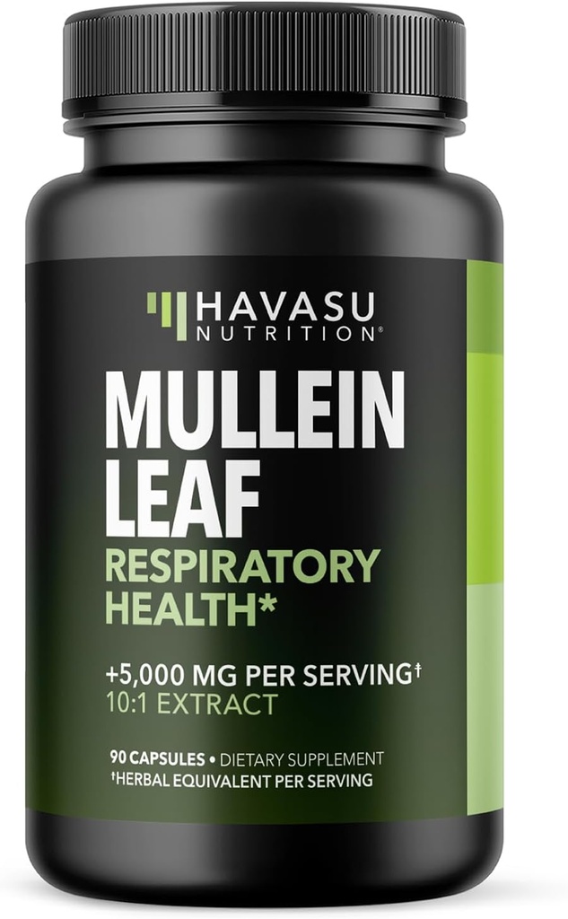 호흡 건강을위한 Mullein 잎 캡슐 - 5000mg 추출물 10 : 1 Lung 지원 및 면역 기능 - 90 카운트 - Vegan, Non-GMO 캡슐 - 매일 웰빙을위한 초본 보충 - 3 개월 공급