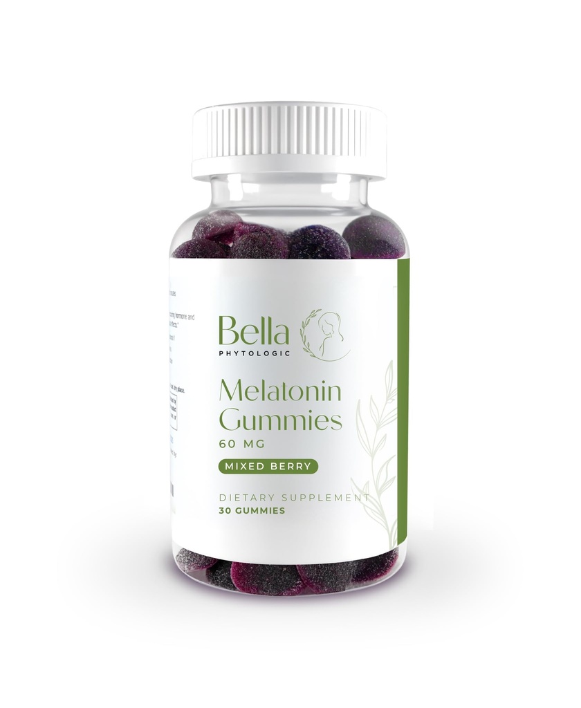 Bella High Dosage Melatonin Gummies | 60mg Per Serving | Natural Strawberry, Elderberry & Blueberry Flavor | Potent Extra Strength High-Dose Formulation