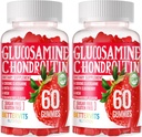Glucosamina Condroitin Gummies com HSH & Elderberry Força Extra - Apoio Conjunto, Suplemento de Suporte Imune Antioxidante para Adultos, Homens e Mulheres. 120 Pastilhas de morango