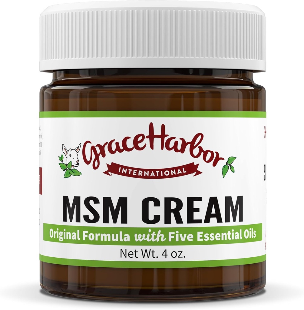 Grace Harbor MSM Cream - Original - Daily Skin, Muscle och Joint Rub med Goat Milk, Essential Oils & MSM - Neck, Back, Shoulder, Elbow, Knee, Hand och Foot Therapy - 4 oz