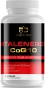 Vitalenergy CoQ10 Ubiquinone 200 mg, 30 kapsulių, Palaiko širdies ir kraujagyslių sveikatą, ląstelių energijos gamyba, ir antioksidantas, balta / raudona / juoda