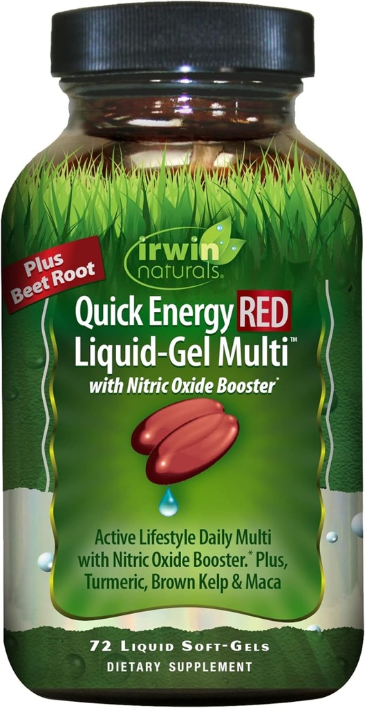 Irwin Naturals RED Liquid-Gel Multi - 72 Liquid Softgels - con Nitric Oxide Booster & Super Foods