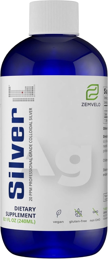 Liquid Ionic Silver Supplement | Natural Inflammatory Response Support | Healthy Skin, Hair & Nails | Immune Support | Natural Silver