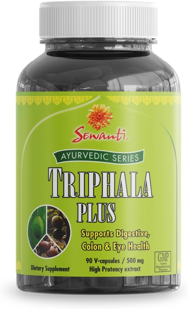 Sewanti Ayurvedic Triphala Capsules - Herbal Formel för Digestive Health - Amla, Bibhitaki, Haritaki - 90 V-Capsules / 500mg