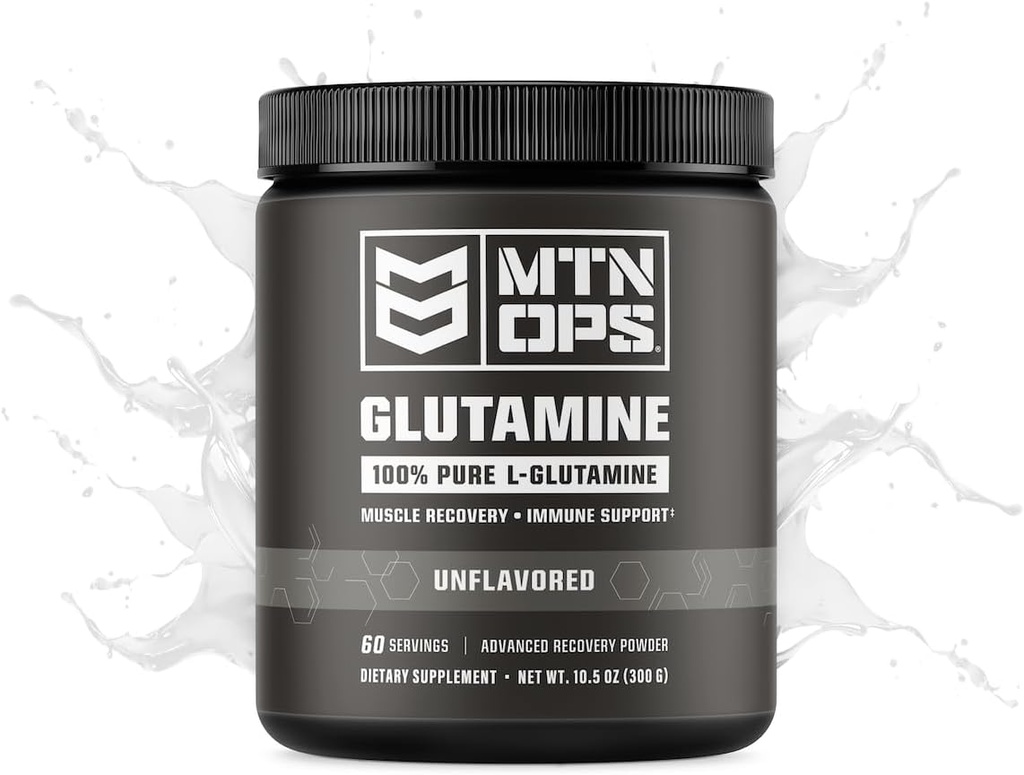 MTN OPS L- Glutamine Powder 60 / 300g dari 100% Pure L-Glutamine untuk Muscle Recovery, Unflagranted + 5g per Serving