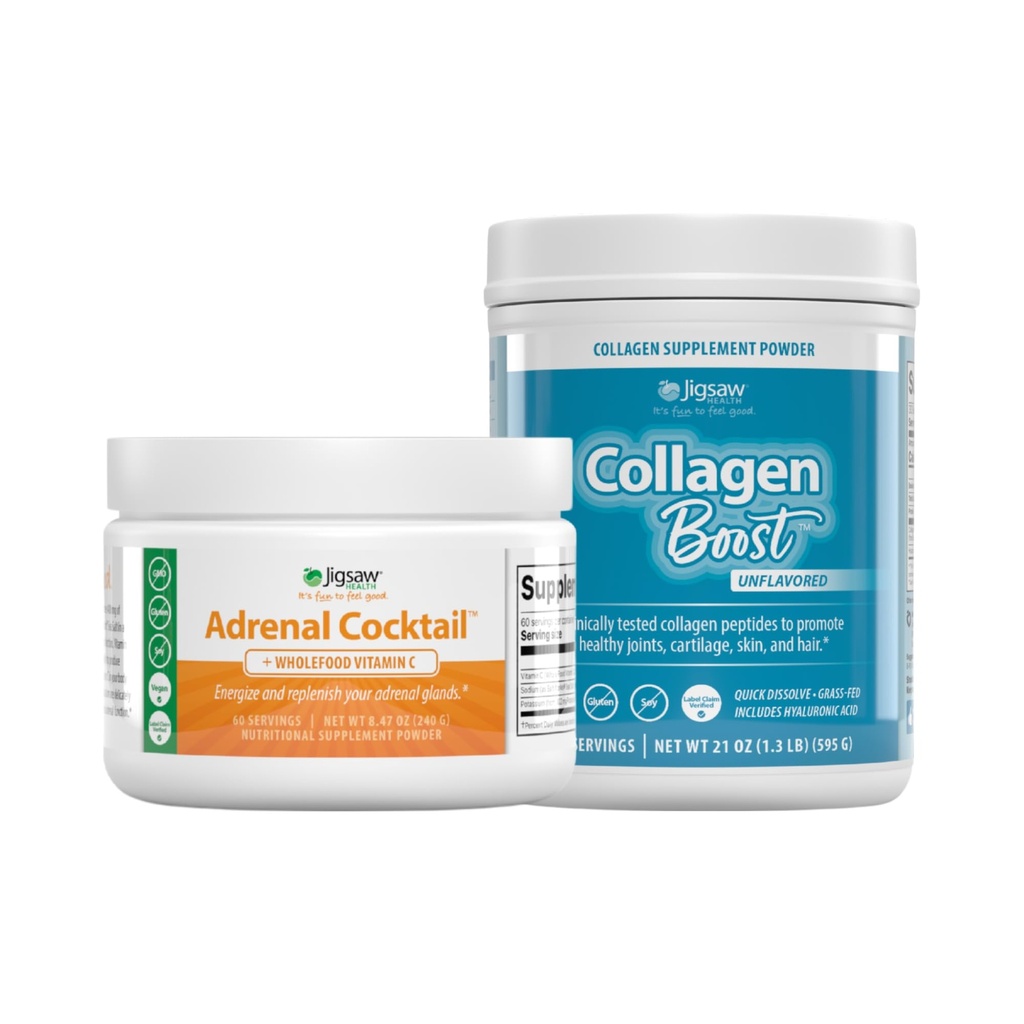 Jigsaw Health Bundle | Adrenal Cocktail, 60 Servings (Jar), and Collagen Boost, 30 Servings (Jar)