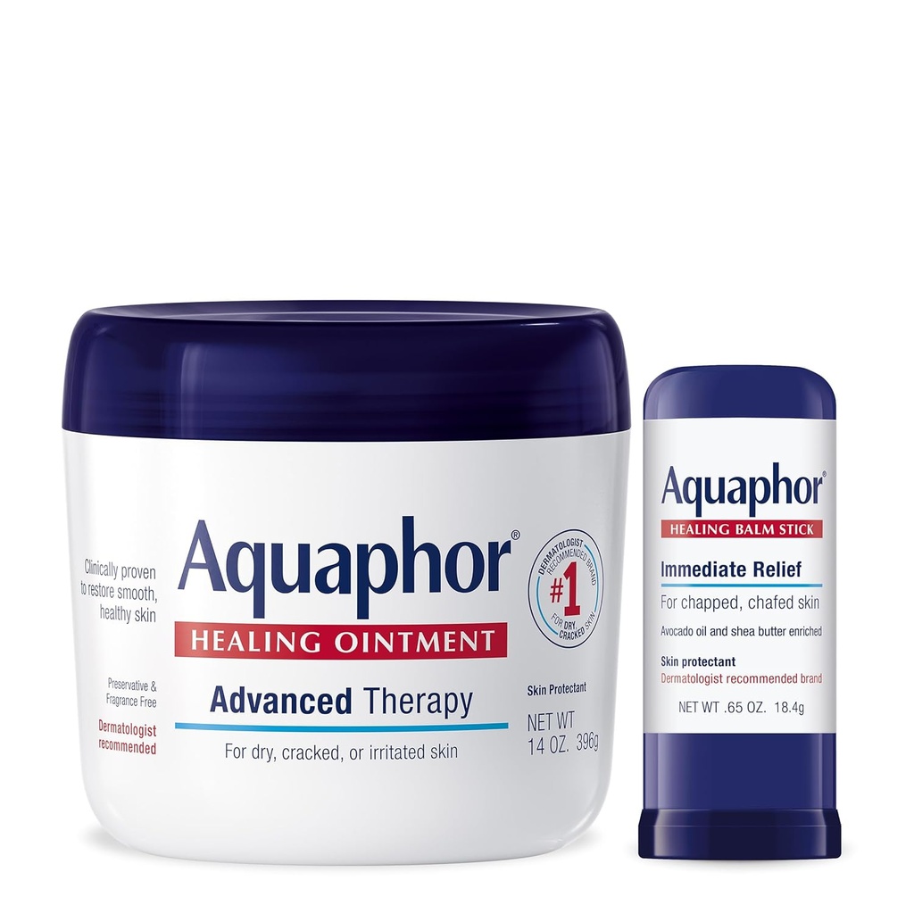 Aquapor Advanced Therapy Healing Oiling Skin Protectant (14 Oz) + Healing Balm Stick with Avocado Oil and Thea Butter (0,65 Oz)