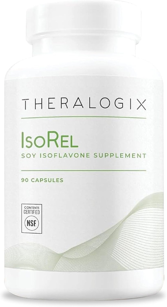 Theralogix IsoRel Întreaga Soia Extras Supliment - 90-Day Supply - Menopauza Suport pentru Ajut Flash-uri Hot - Suport de sănătate prostate pentru bărbați - NSF Certified - 90 Capsule