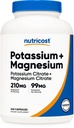 Nutricost Potassium (99 mg) Magnesium (210 mg) Citrates, 240 Capsules - Non-GMO, Gluten Free