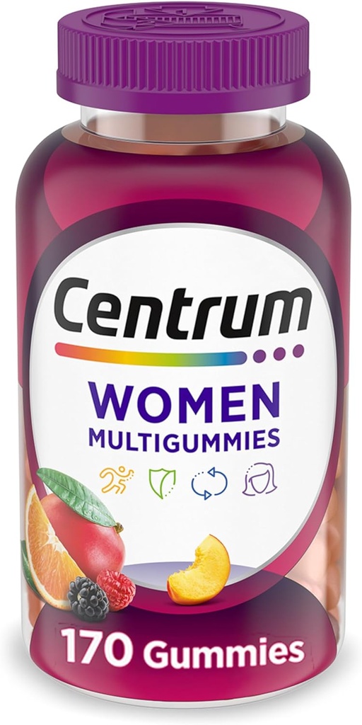 Centrum MultiGummy Multivitamin for Women, Multivitamin/ Multiminal 配有维生素D3, B 维生素和抗氧化剂, 各种水果火焰 - 170 Counter