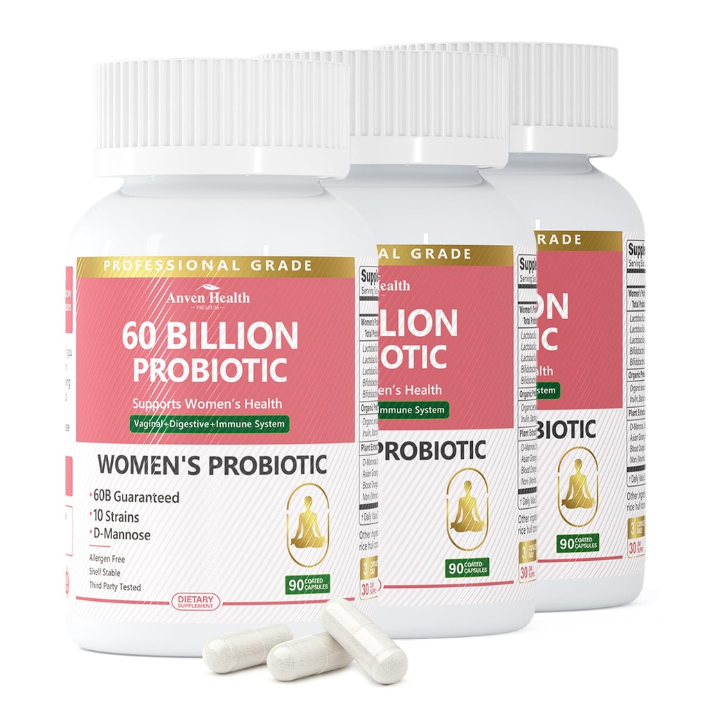 Probiotics and Prebiotics for Women pH Balance & Digestive Health - 60 Billion Vaginal Probiotic with Cranberry & D-Mannose for Gut, Urinary, Immune Health, Vegan & Non-GMO | 270 Capsules