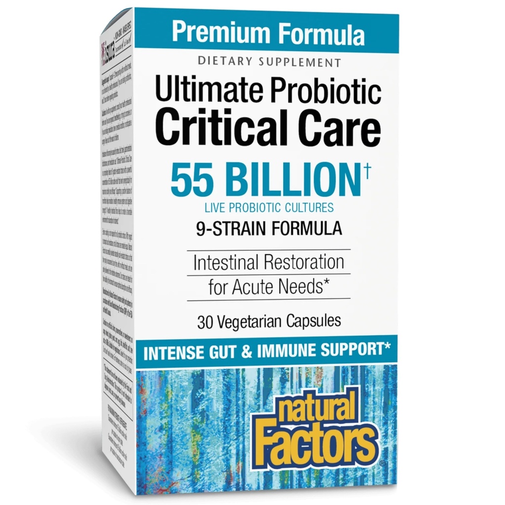 Natural Factors Ultimate Probiotic Critical Care, Supports Intestinal Restoration, 9 Strains, 55 Billion CFU