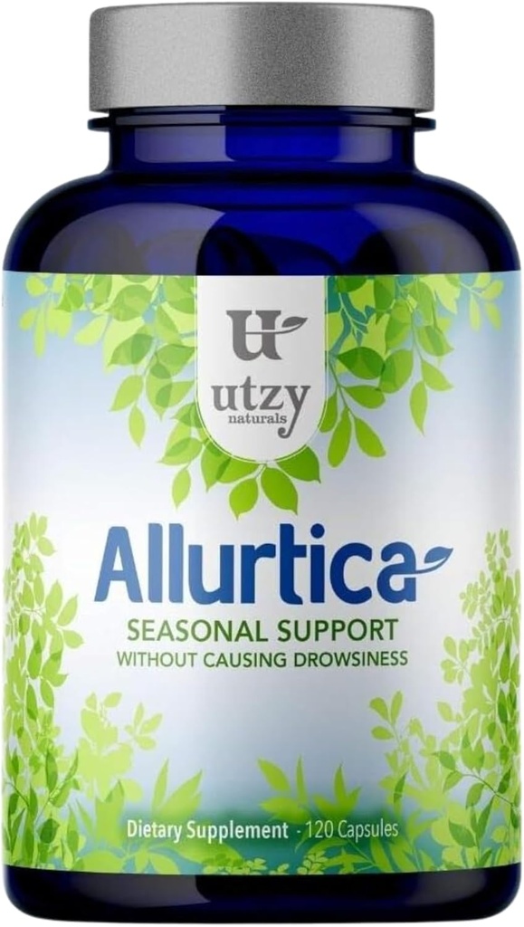 Utzy Naturals Allurtica, 124; augalinis priedas su Quercetin ir Stinging Nettle, 124; Sezoninė parama suaugusiems ir vaikams