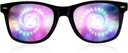 GloFX Black Frame Spiral Diffraction Glasses – Laser Etched for Hypnotic Spiral Light Effects, Flexible & Durable for Raves & Festivals