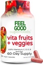 FeelGood Superfoods Vita Fruits and Veggies Capsules - 25 Superfood Ingredients, Fruit and Vegetable Multivitamin, 60 Count - Para homes e mulleres - Vitaminas A, C, D, E, B e Zinc