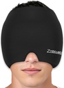 ZNÖCUETÖD Migraine Casquette de soulagement des maux de tête Tête pleine Ice Pack Wrap Gel de refroidissement Bonnet de glace Bouchon de compression chaud/froid pour le sinus, le stress, la gueule de bois Mal de douleur - Réutilisable Hommes Femmes, Noir, Taille M