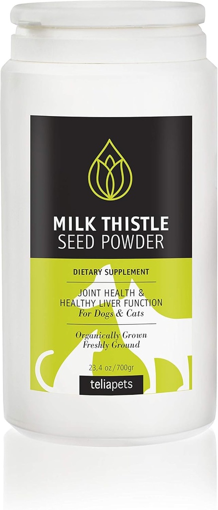 Teliapets Milk Thistle Seed Powder, Herbal & Eficaz, Natural, Ideal para protexer a saúde do fígado e do gando, contra alerxias, desintoxicación, antioxidante - para cans e gatos 23.4oz /700 gr