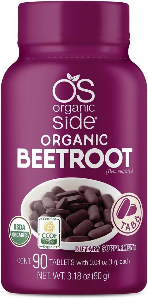| Beetroot Tabletter 100% ren organisk | Boost sirkulasjon & energi | USDA sertifisert | Ikke-GMO, Plantebasert | 90 Tabletter | for hjerte helse og velvære