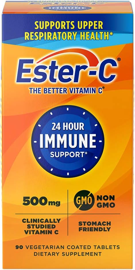Ester- C 500 mg 24 valandų Vitamino C tabletės imuninei paramai, Vitamino C papildymas, 90 Skaičius