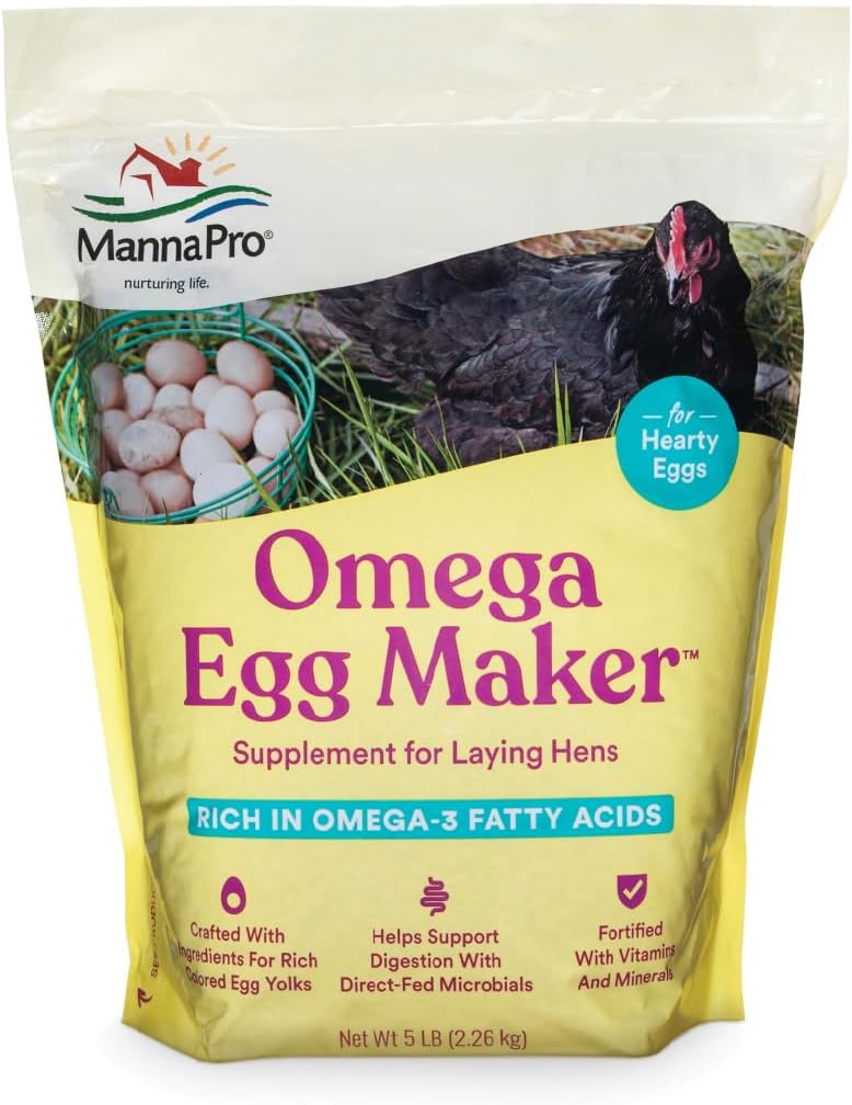 Manna Pro Omega Egger, font de Pollastre suplementari per Laying Hens, menjar amb Omega-3 àcids molt grass, implementació d'una contra les vitamines i Madals, 5 lbs