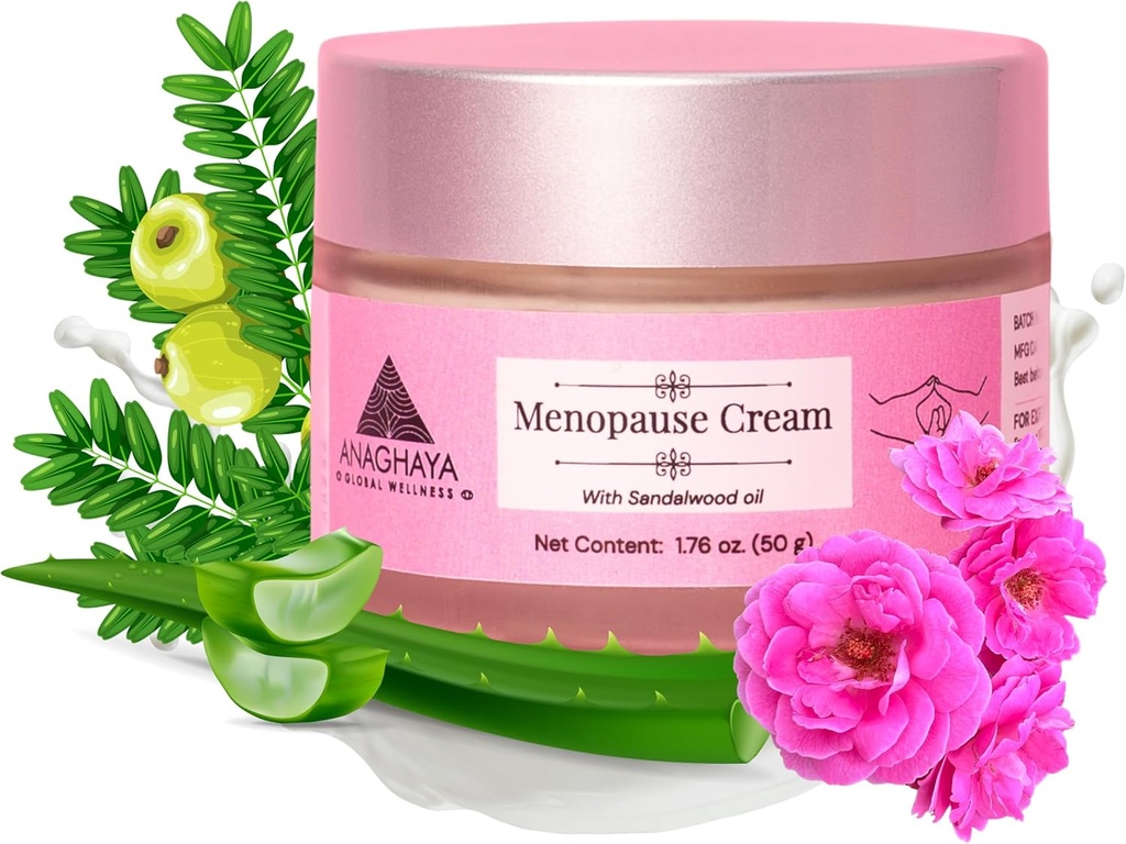 Menopause Cream For Women with Sandalwood Oil & Pure Rose Water | Menopause Support for Women -Soothing Relief | Balanced Doshas | Natural Comfort & Calmness - 1.76 Fl oz